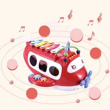 

Kids Music Plane Toy Music Story Simulation Track Inertia Children's Xylophone Toy Aircraft With Light Beaded Gliding Plane Toy