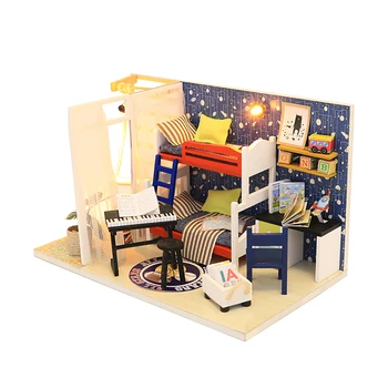 

DIY Creative Handmade Theme Wooden Cabin Assembly Building Model Toy Set with Light and Dustproof Cover - Future Space