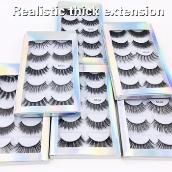 

5Pairs 6D Artificial Mink Hair False Eyelashes Natural Thick Long Eyelashes Handmade Cross Cross Extension Eyelash Makeup Tools
