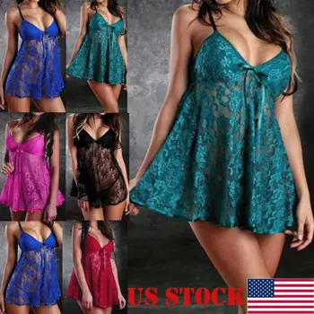 

2019 Newest Hot M-2XL Ladies Sexy Lingerie Sleepwear Women Lingerie Erotic Babydoll Robe Night Lace Dress Plus Size Lingerie