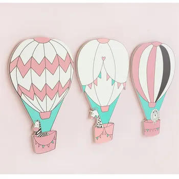 

3D Wooden Hot Air Balloon Wall Sticker Kids Room Decoration Ornaments INS Nordic Newborn Baby Bedroom Nursery Decor Photo Props