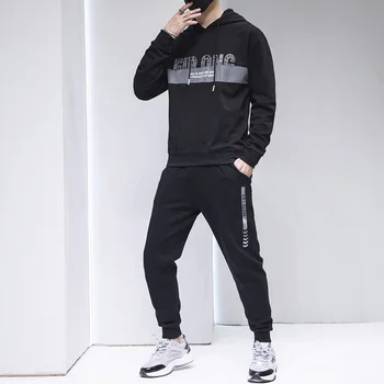 

Men 2 Two Piece Set Causal Patchwork Jacket Men Tracksuit Sportswear Letter Printed Hoodies Sweatshirt Pant Jogger Tracksuit Men