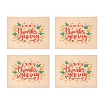 

4pcs Thanksgiving Style Table Placemat Cotton Linen Creative Table Decor