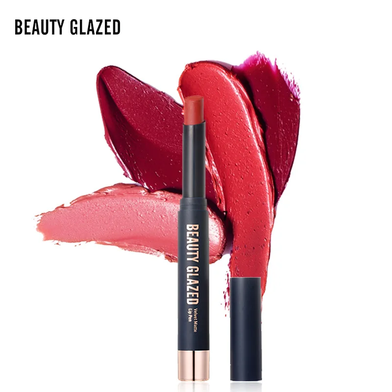 BEAUTY GLAZED 8 Colors Matte Nude Lip Stick Professional Long Lasting Waterproof Sexy Red Velvet Lipstick