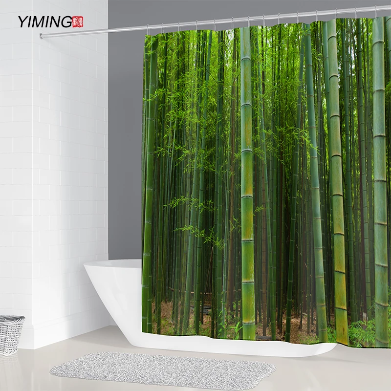 3D green bamboo forest printing bathroom shower curtain polyester waterproof and mildew proof home decoration | Дом и сад