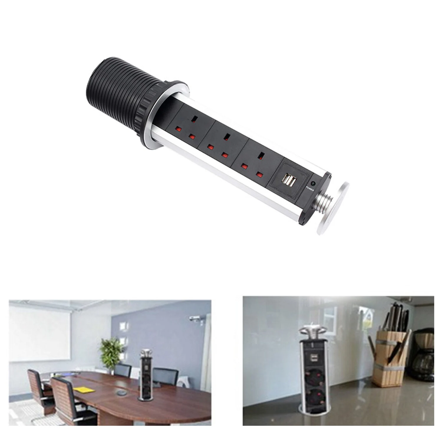 Настольная розетка Pop up Pull Power Point розетки с USB зарядным устройством UK