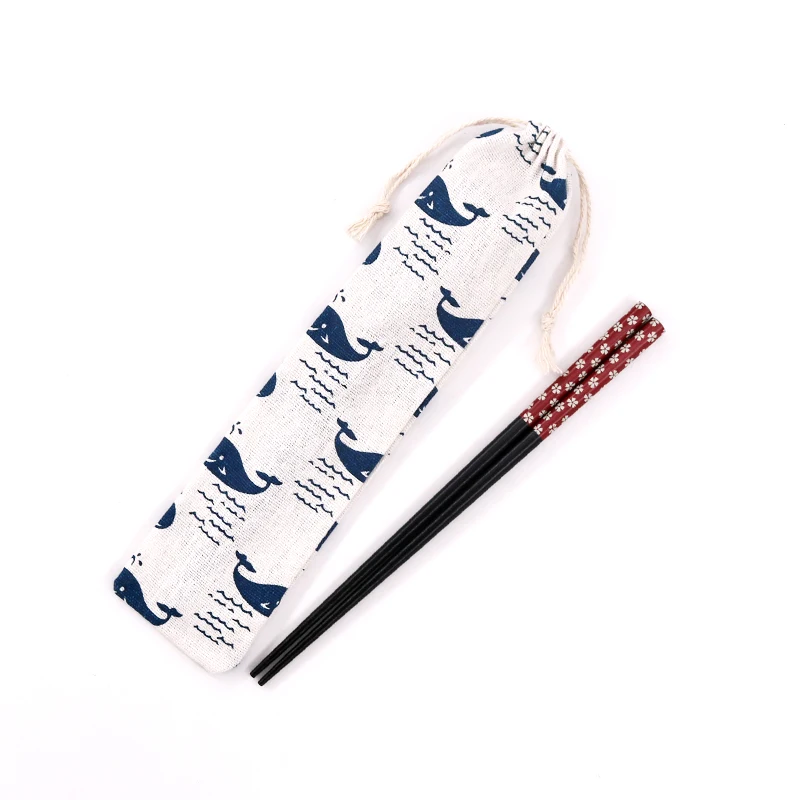 

Hot! 6x27cm Lovely Blue Whale Pattern Drawstrings Cotton Bags 10pcs/lot For Handmade DIY Delicate Spoons Combs Packing Pouches