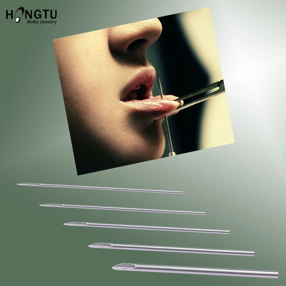 5pcs/lot Steel Needle Piercing Tattoo Needles Lot Nose Lip Ear Navel Sterile Needle Tools 14G 16G 18G 20G Body Jewelry Pieacing