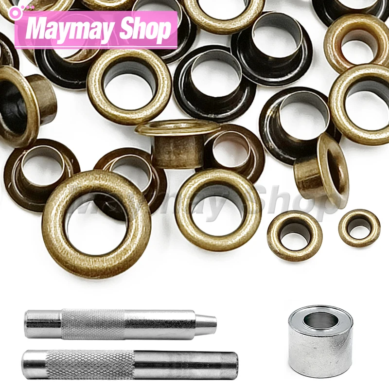 Eyelet Punch Tool Set 50set Copper Colors Metal Eyelet Grommets Clothing DIY Leathercraft Accessories Shoes Belt