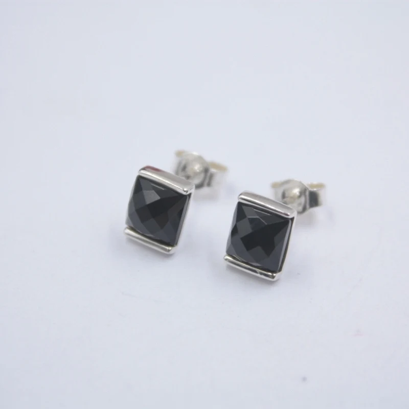 Pure 925 Sterling Silver Stud Earrings For Women with Natural Princess Onyx | Украшения и аксессуары