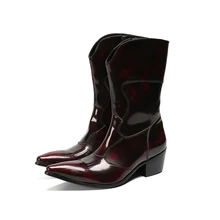 Christia Bella/модные зимние мужские высокие сапоги из натуральной коровьей кожи размера плюс; вечерние мужские сапоги на молнии, увеличивающие рост