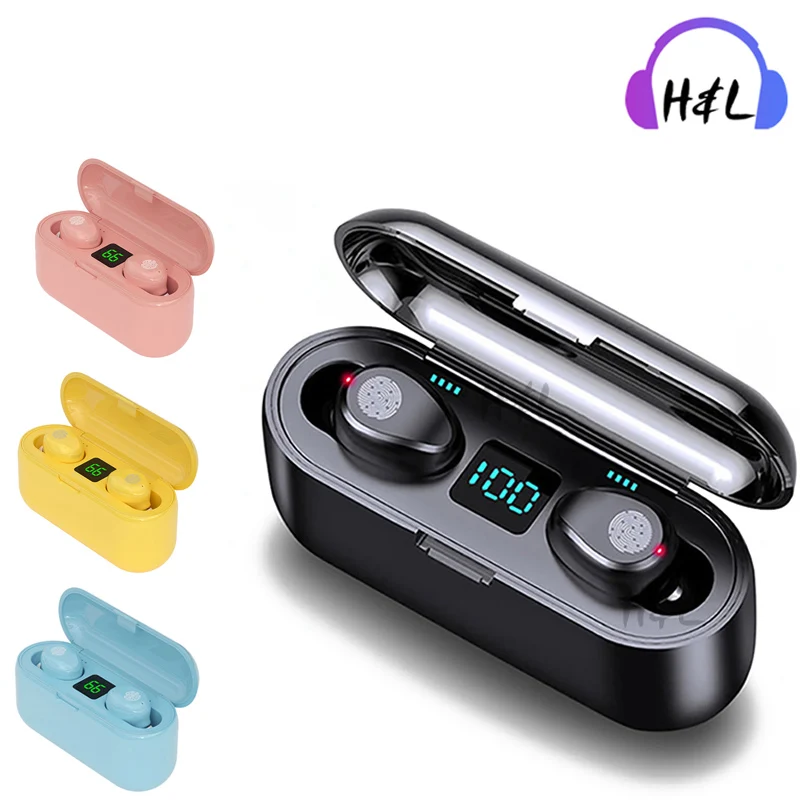 

Colorful F9 TWS Wireless Earphones Bluetooth 5.0 Headphones Noise Cancelling HIFI Stereo LED Display Headset For Dropshipping