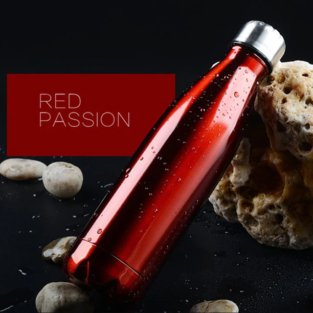 Free Custom Logo Name Double-Wall Insulated Vacuum Flask Stainless Steel Water Bottle BPA Free Thermos for Sport Water Bottles Red