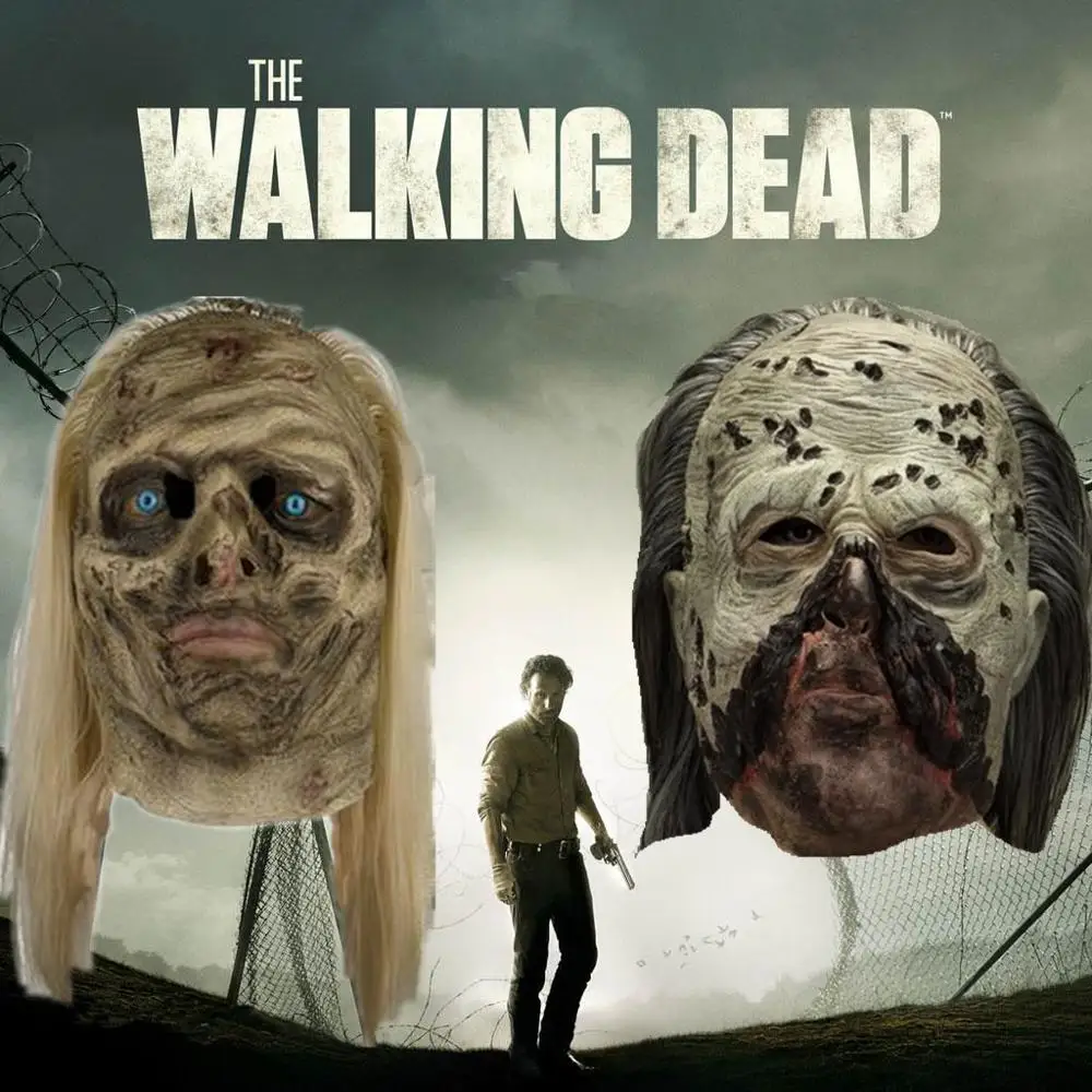 

New The Walking Dead Cosplay Masks Rick Grimes Zombie Horror Scary Headgear Helmet Latex Mask Party Halloween Carnival Props
