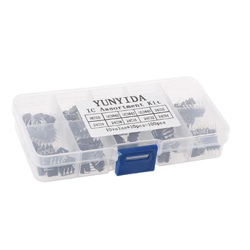

New 100Pcs DIP IC Kit NE555 UC3842 UC3843 UC3845 24C02 24C04 24C08 24C16 24C32 24C64