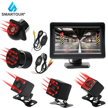 

Smartour 4.3 inch Foldable Car Rear View Monitor Reversing LCD TFT Display with Night Vision Backup Rearview Camera for Vehicle