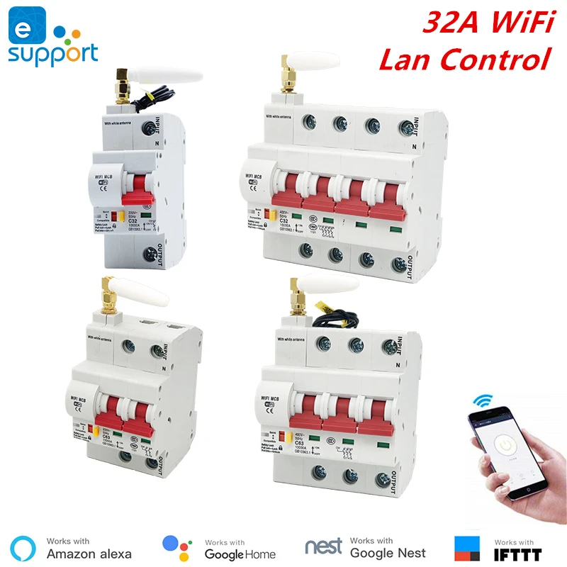 

32A eWeLink WiFi Smart Circuit Breaker Automatic Switch overload short circuit protection , work with Amazon Alexa Google home