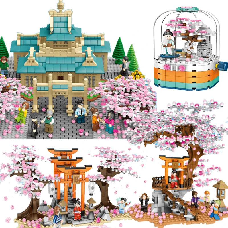 

SEMBO Sakura Bricks Shrine Torii Cherry Blossom View Building Blocks Assembly Bricks Children Toys for Girls Birthday Gifts