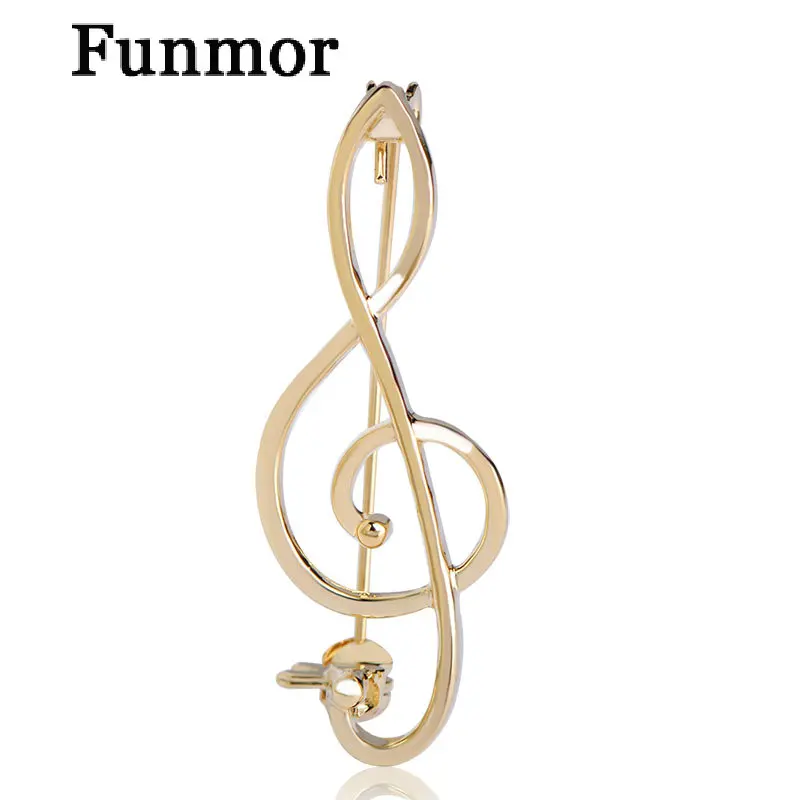 Simple Style Music Note Brooches & Corsage Gold Large Broches Special Unisex Broche Hijab Pin Up Clip Scarf Broche Bijoux