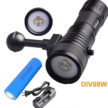 

Brinyte DIV08W Red LED Video/Photo Light CREE XML2 1500lm Scuba Diving Torch Flashlight 200M Underwater Lamp with battery charge