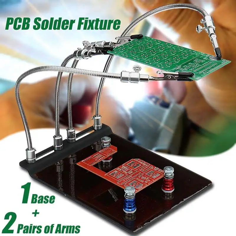 

4 Hand Soldering Iron Station YP-004 PCB Fixture Base Arms Stand Welding Tool Clip Holder Clamp Desktop Repair Tool Helping Hand