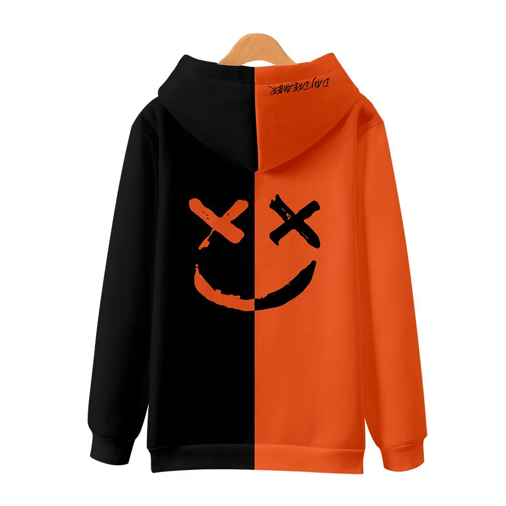 

Men Hoodies Fashion Autumn Hombre Casual Streetwears Smiling Face Hip-Hop Patchwork Hats Street dress Hoodeds Patchwork MOOWNUC