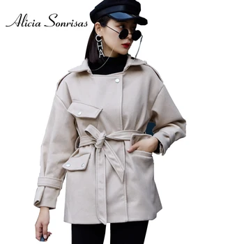 

DBYCool Winter Jacket Women Thick Cotton Padded Pockets British Woolen Coat Casual Waist Short Parka Female Jacket 5456465