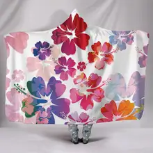 

Colorful Aloha Hooded Blanket, Hooded Blanket for Adults and Kids, Sherpa Blanket with a Hood, Soft Blanket, Floral Print,