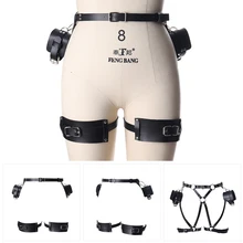 Из искусственной кожи ремень-подвязка ремень белье Фетиш для женщин тело бондаж наручники сексуальные топы клетчатый Бралетт готический панк танец рейв