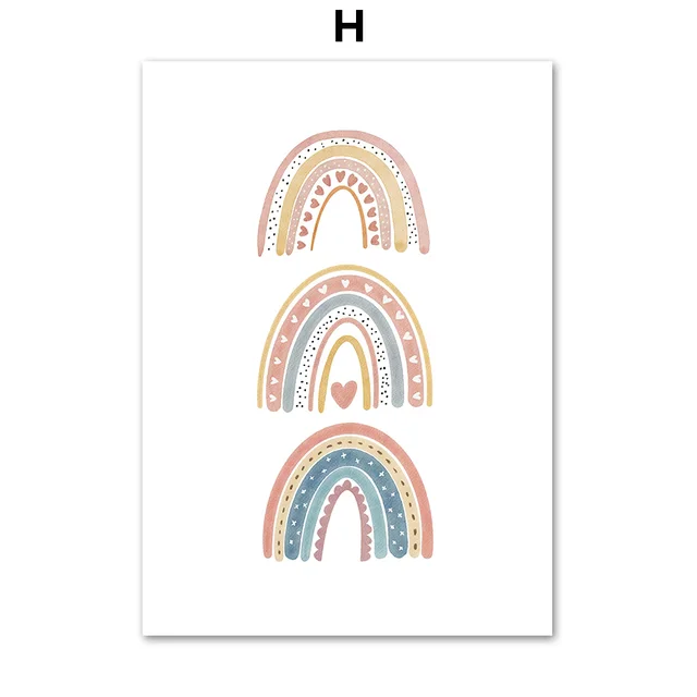 Cartoon Sun Rainbow Cloud Rain Wall Art Canvas Painting Nordic Posters And Prints Nursery Wall Pictures For Baby Kids Room Decor H
