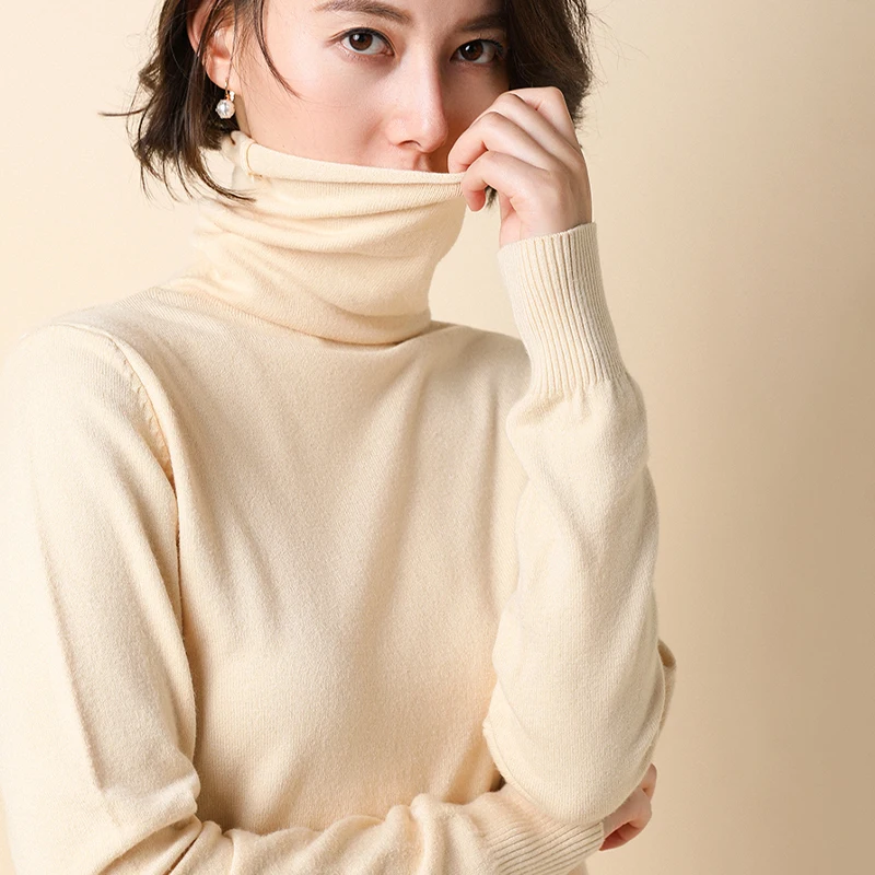 

2019 Slim Woman Sweater Ruffled Collar Minimalist Long Sleeve Solid Sweater Multicolor Top Knitted Women's Knitted Pullover