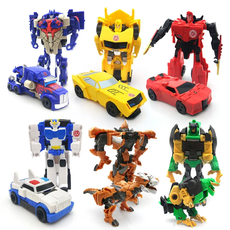 Gran venta Mini coches de juguete para niños, vehículos de fricción de plástico, transformación, figuras de robots, regalo de cumpleaños, sin caja YypalD7qa