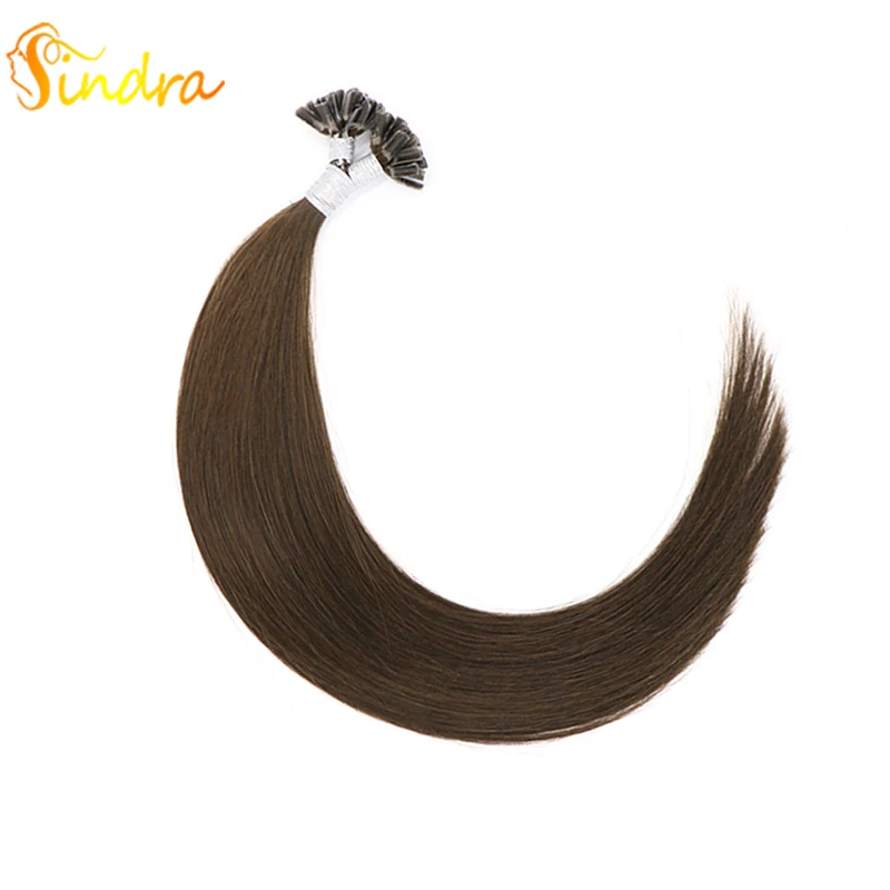 Sindra 1"-24" Fusion keratin u tip волосы для наращивания 1 г/шт. Remy ногтей/u-кончик прямые кератиновые предварительно склеивающиеся человеческие волосы