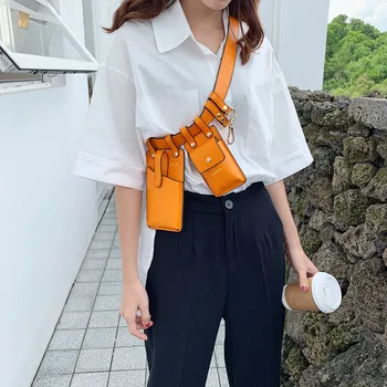 

Women Waist Bag Fashion Leather Waist Belt Bag Unisex Crossbody Chest Bags Girl Fanny Pack Small Phone Pack Shoulder Strap Packs