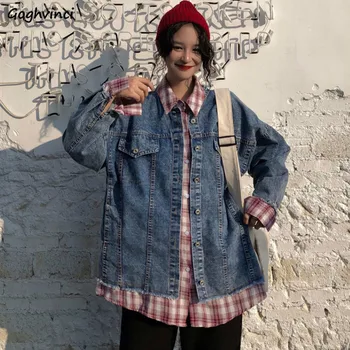 

Denim Jacket Women Novelty Patchwork Single Breasted Loose Vintage Streetwear Womens Jackets and Coats Casual Harajuku Clothes