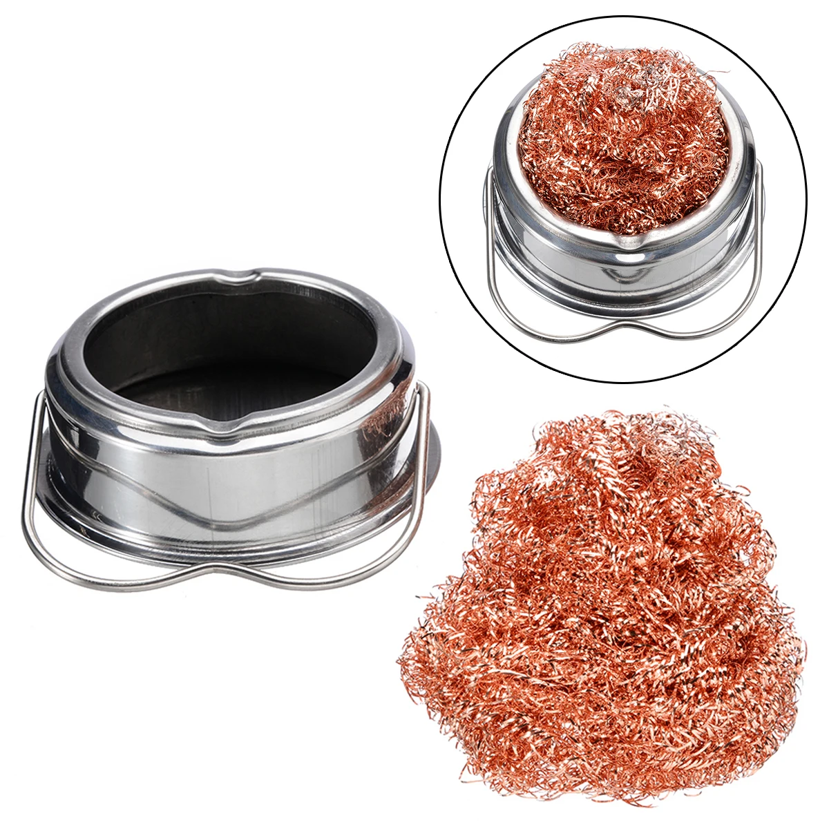 Steel Wire Solder Tip Cleaner Soldering Iron Mesh Cleaning With Stand New