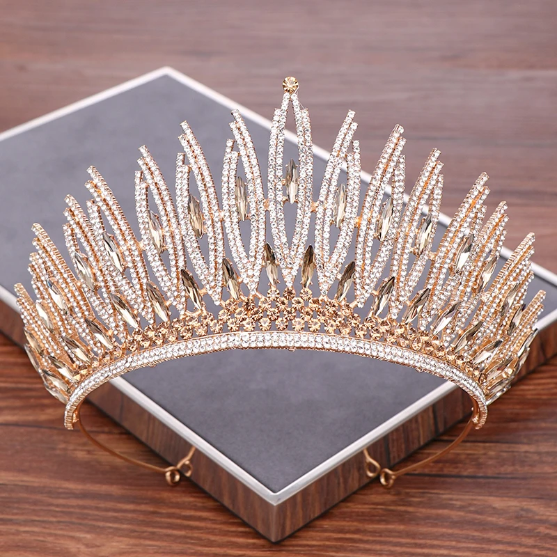 Luxurious Rhinestone Tiara Crown Queen Diadem Wedding Bride Hair Accessories Crystal Tiara Crowns Wedding Head Jewelry Headpiece