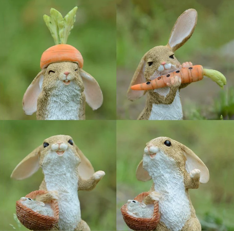Cute Easter Rabbit Desk Decor Fairy Garden Bunny Animal Figurine Home Decor Valentine's Day Gift Miniature Garden Figurines Cute Easter Rabbit Desk Decor Fairy Garden Bunny Animal Figurine Home Decor Valentine's Day Gift Miniature Garden Figurines