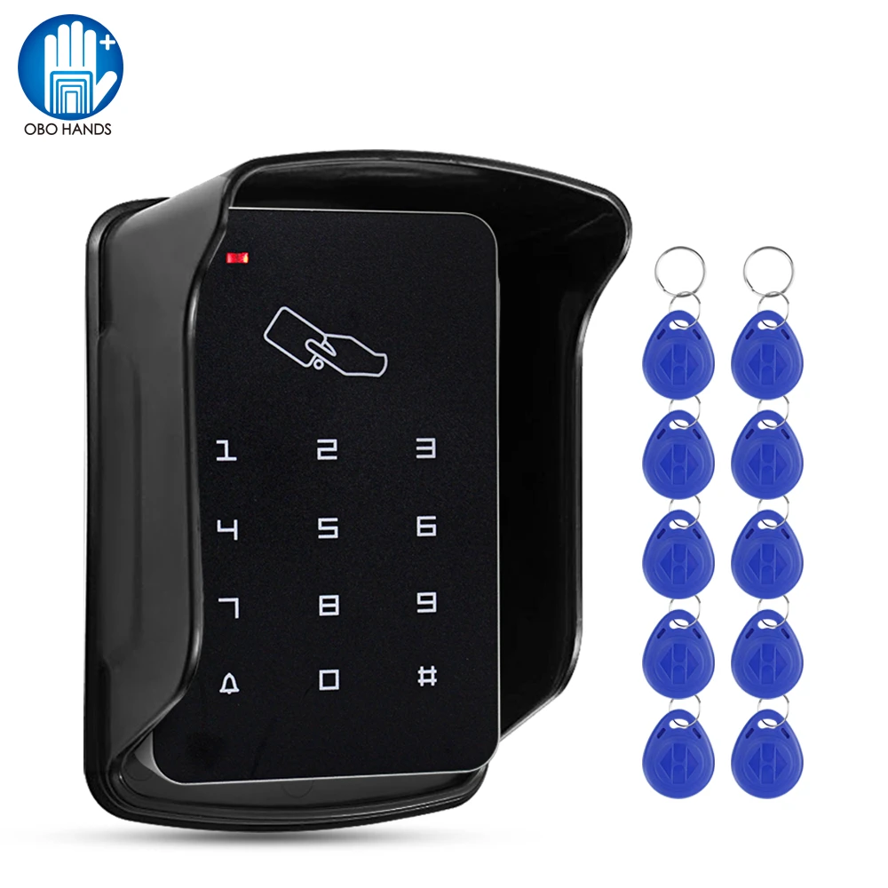 Standalone 125KHz Access Control Keypad RFID Keyboard Waterproof Cover Controller 10pcs Keyfobs for Door Access Control System - Famidy.com