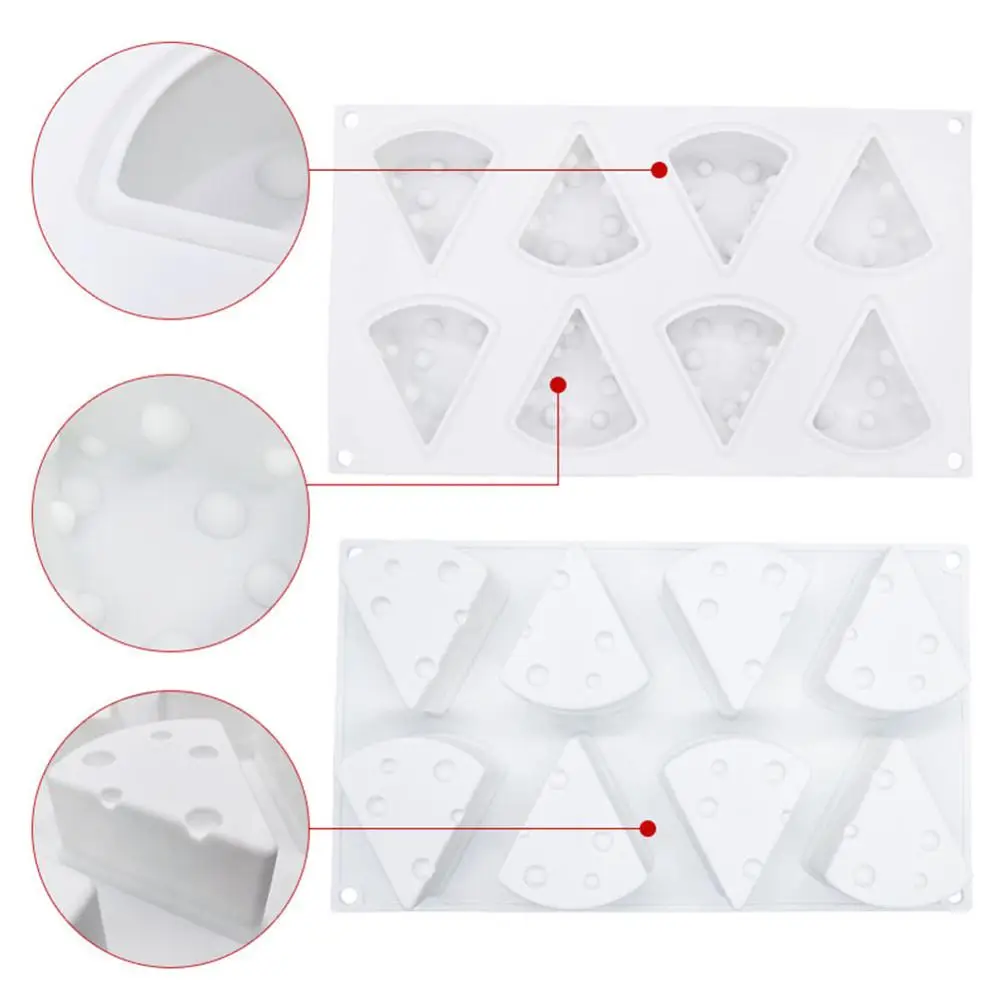 

Brand New Non-toxic Impervious Cake Baking Tray Dessert Decoration Tool 8 Hole 3D Cheese Silicone Mold Kitchen Tools Hot Sale