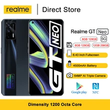 Realme GT Neo 5G Smartphone 6.43" FHD+ 120Hz Super AMOLED Dimensity 1200 Octa Core Android Mobile Phones 50W Fast Charger 64MP