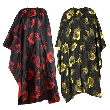 

2pcs Rose Pattern Hairdressing Cape Haircuting Apron Waterproof Hair Styling Cutting Dyeing Shawl (Red, Yellow)