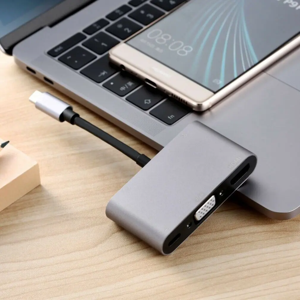 Портативный размер HDMI VGA USB3.0 OTG женское зарядное устройство аудио-USB-C USB 3,1 Тип C OTG адаптер конвертер