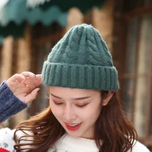 Популярные женские шерстяные шапочки, зимняя шапка для девочек, яркие цвета, шапки, Толстая теплая шапка, шапочки, мягкие вязаные шапки с узорами