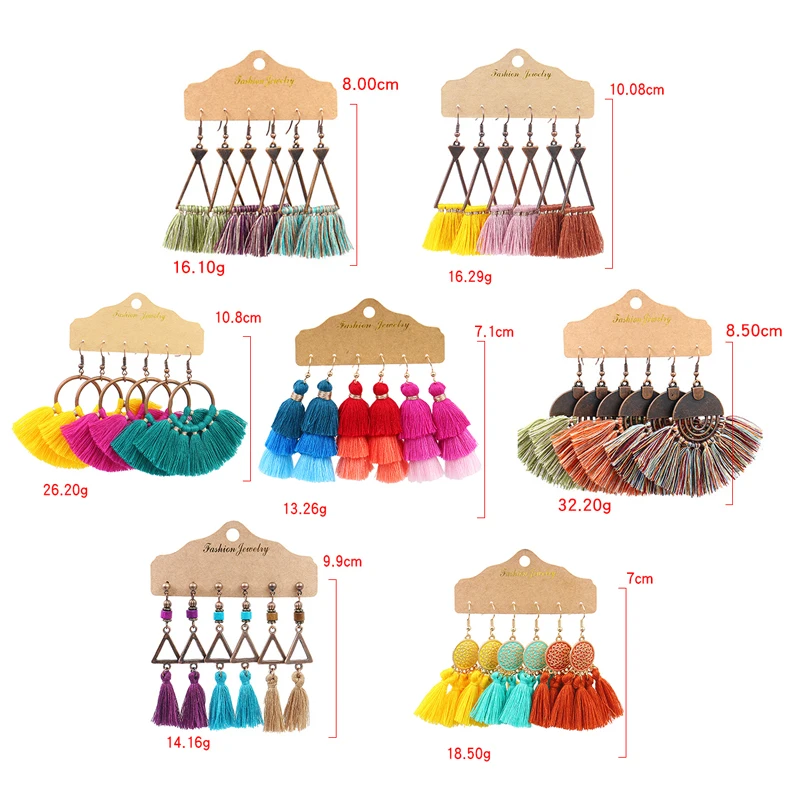 21 style Bohemian Colored cotton Tassel Earrings Pagoda fan Dangling Earrings Eardrop Female Kolczyki Shell pearl net flower drop earrings,dangle earrings