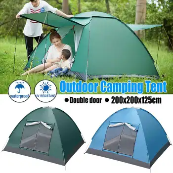 

4 Person Big Camping Tent Waterproof 2 Door Automatic Tent Anti-UV Sunshade Shelter Family Party Travel Fishing 125x200x200cm