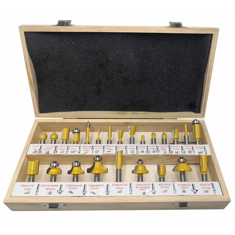 

24PCS 8mm Shank DIY Woodworking Router Bits Set Milling Cutter for Wood Flush Straight Chamfer Trimming Engraving Tool