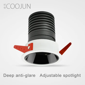 

COOJUN LED spotlight adjustable angle Ceiling lamp Deep Anti-glare livingroom hotel wall washer spotlights 12W CREE COB 110-220V