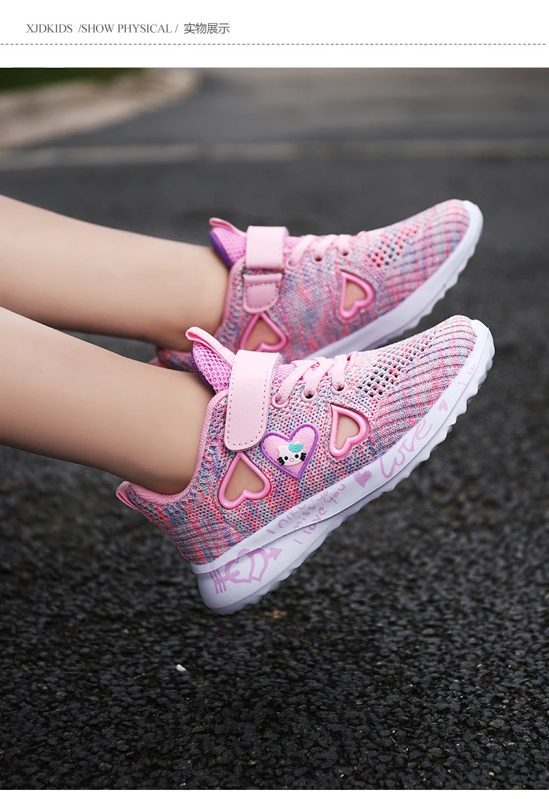Children Mesh Casual Shoes Girl Sneakers Kids Banner Sport Footwear Kids Shoes for Girl Light Shoes Cute Pink Flat Shoes Winter