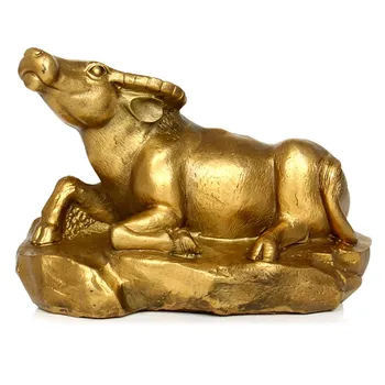 

Chinese Ox Art Sculpture Chinese Zodiac Cattle Statue Animal Figurine Brass Art&Craft Home Feng Shui Decoration R2654